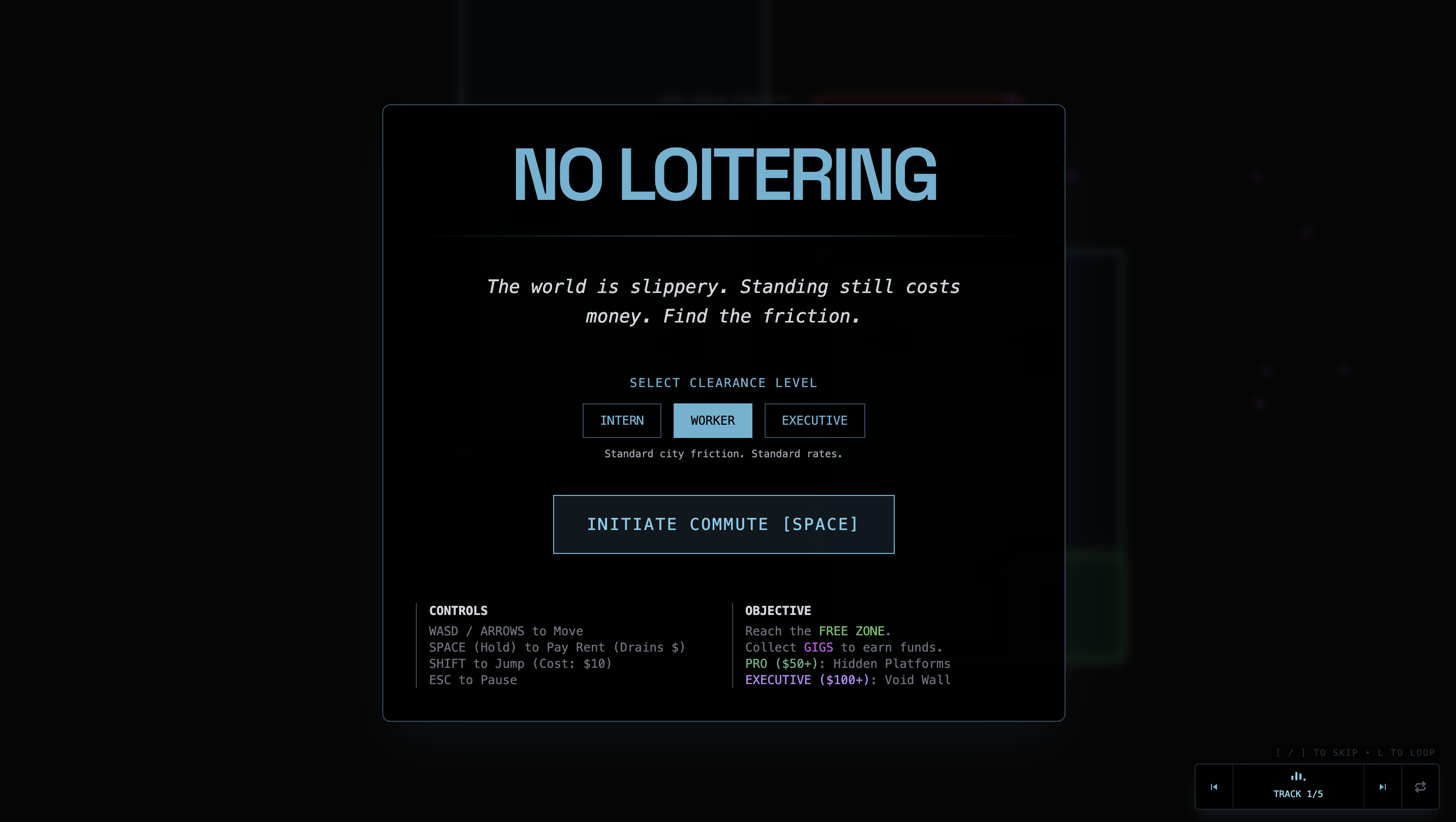 No Loitering Main Screen